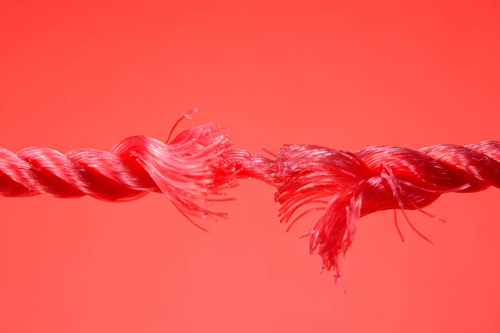 closeup of a fraying rope