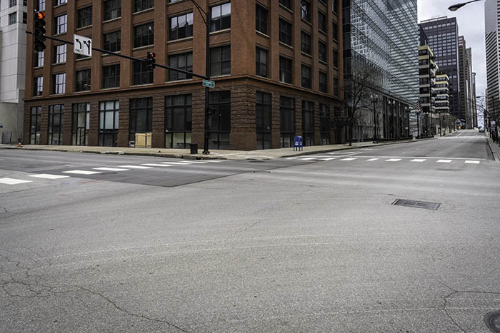 empty downtown during covid-19 lockdown