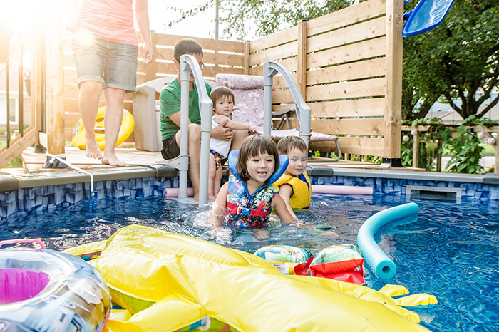 kids playing in a pool
