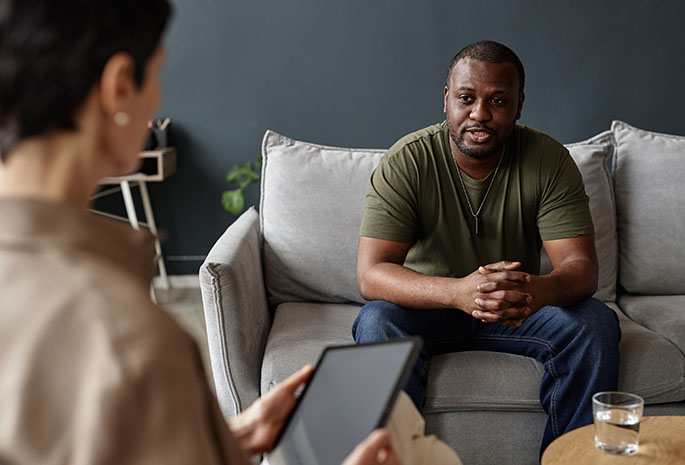 A veteran taking counseling for ptsd