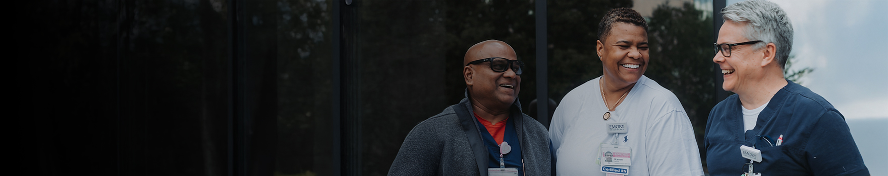 Emory employees in casual conversation