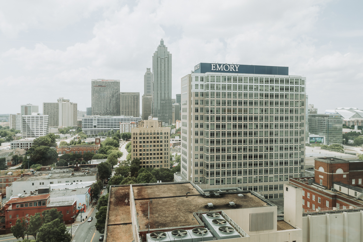 emory university hospital midtown and atlanta skyline