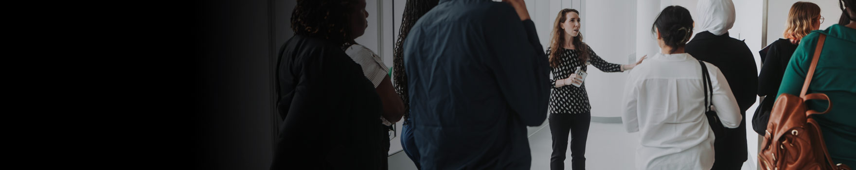 A group of people inside a building