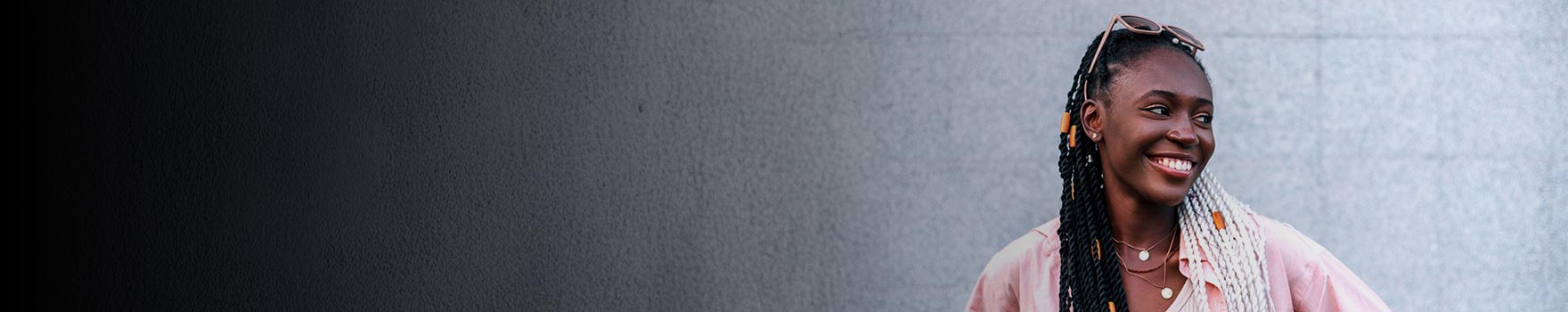 young woman with glasses over her head