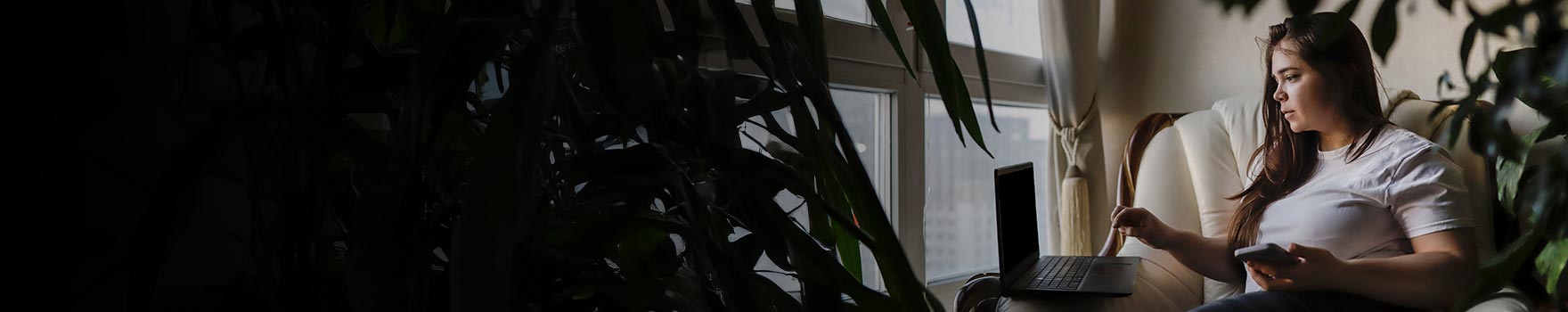 Woman using a laptop