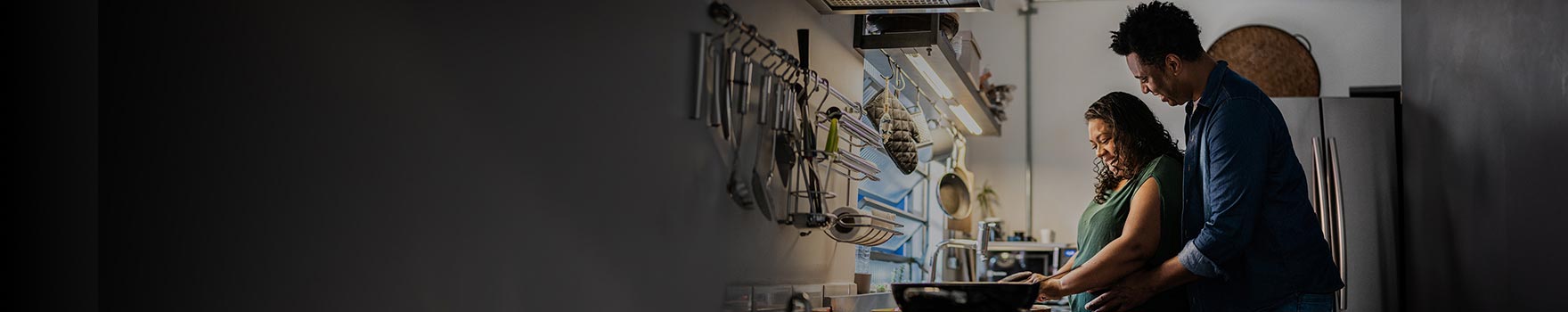 Couple cooking together