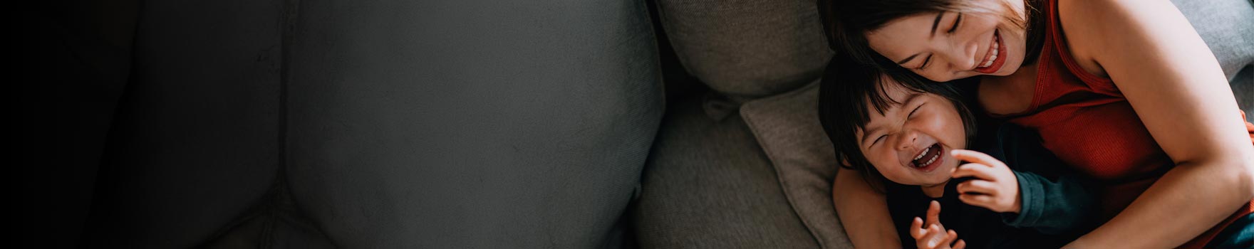 Woman and child smiling