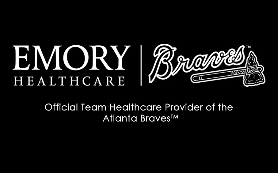 Emory Healthcare and Atlanta Braves black and white logo