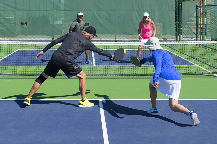 pickleball players on court