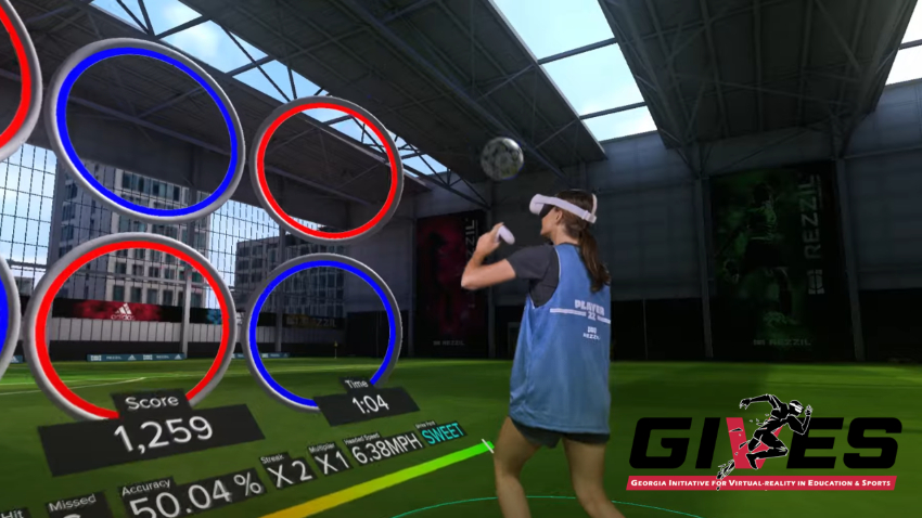 Athlete wears VR headset to train