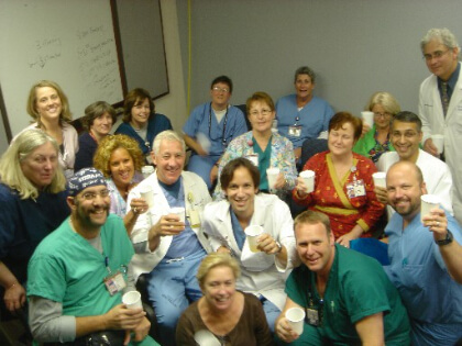 the original Emory Structural Heart and Valve team celebrating the first TAVR implant in the Southeast