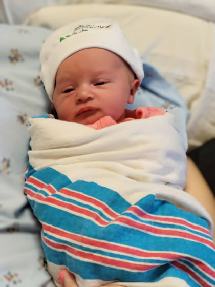 swaddled baby Eleanor