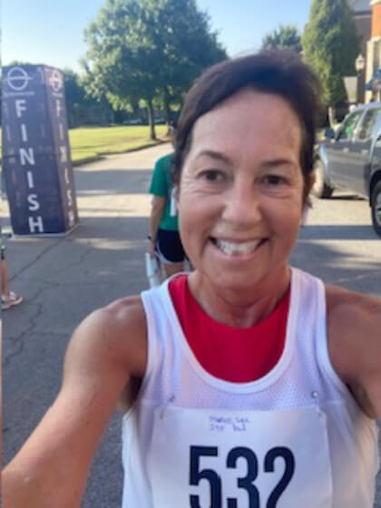 Jarvis at the finish line of a 5K