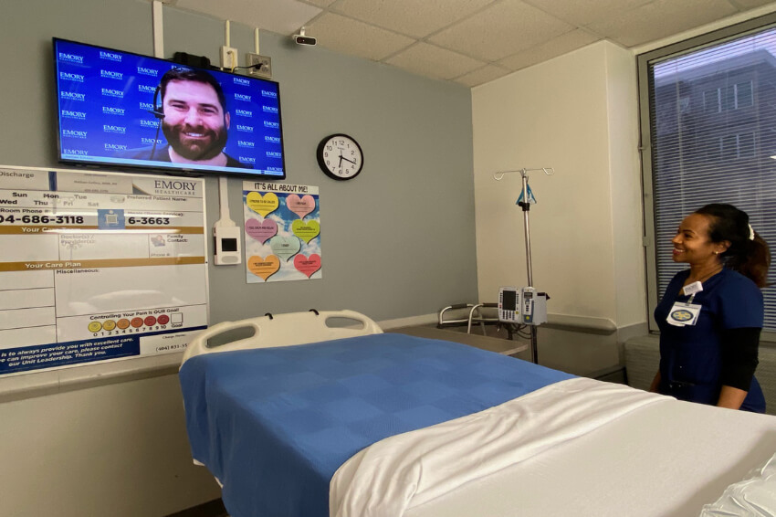 virtual nursing technology and staff in EUHM patient room