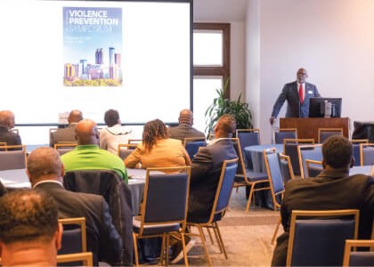 presentation during the Violence Prevention Symposium
