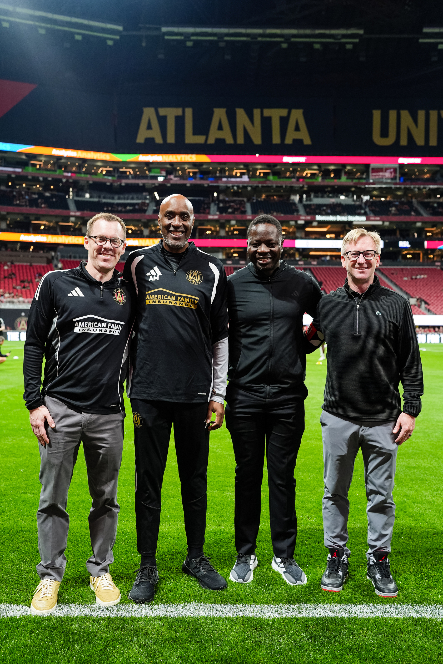 Emory Healthcare is the official team healthcare provider for Atlanta United. From left: Drs. Jason Bariteau, Amadeus Mason, Oluseun Olufade and Destin Hill.