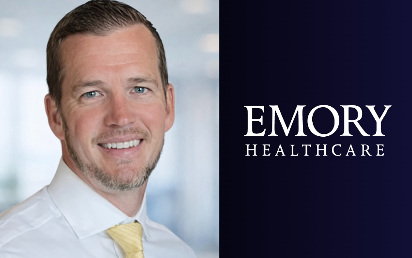 kai mentzer headshot and emory healthcare logo
