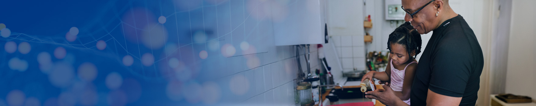 father and daughter on the kitchen