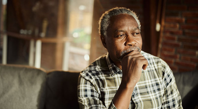  A black man thinking about his health