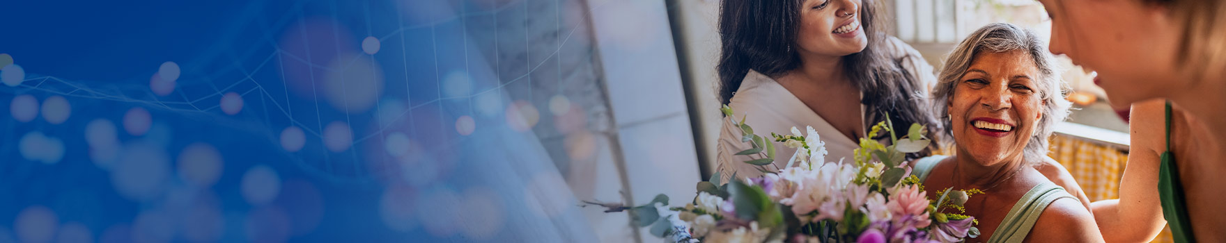 older woman with flowers