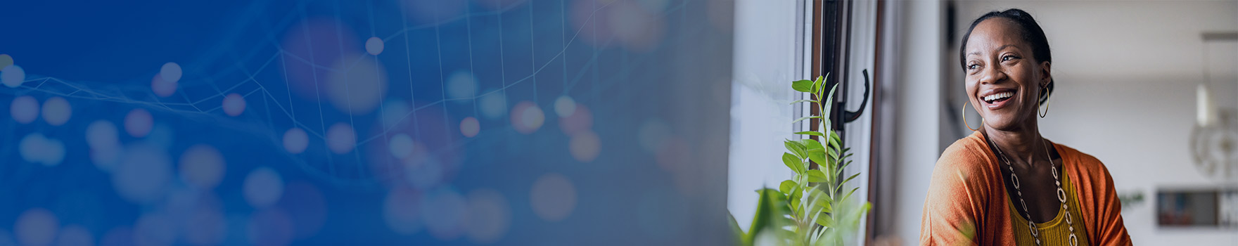 smiling woman at the window