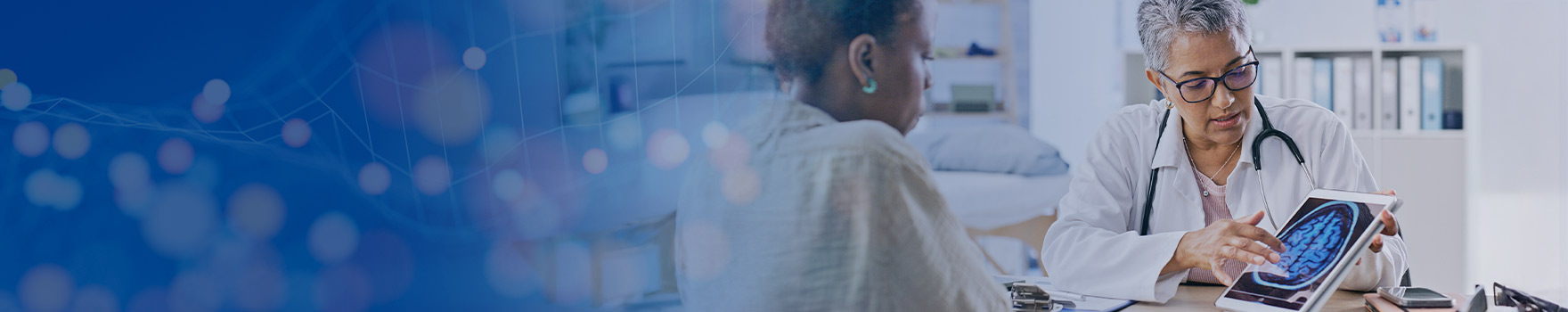 doctor showing brain scan to patient