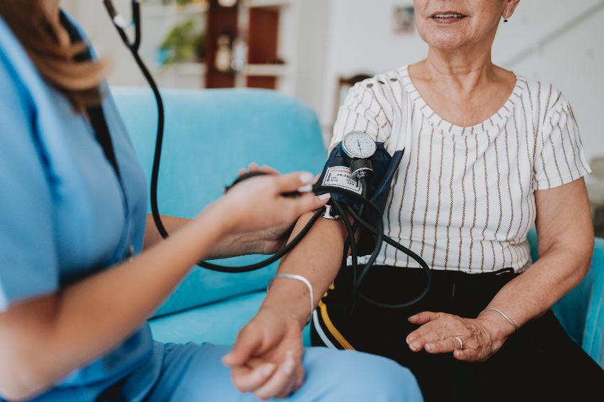 women blood pressure check